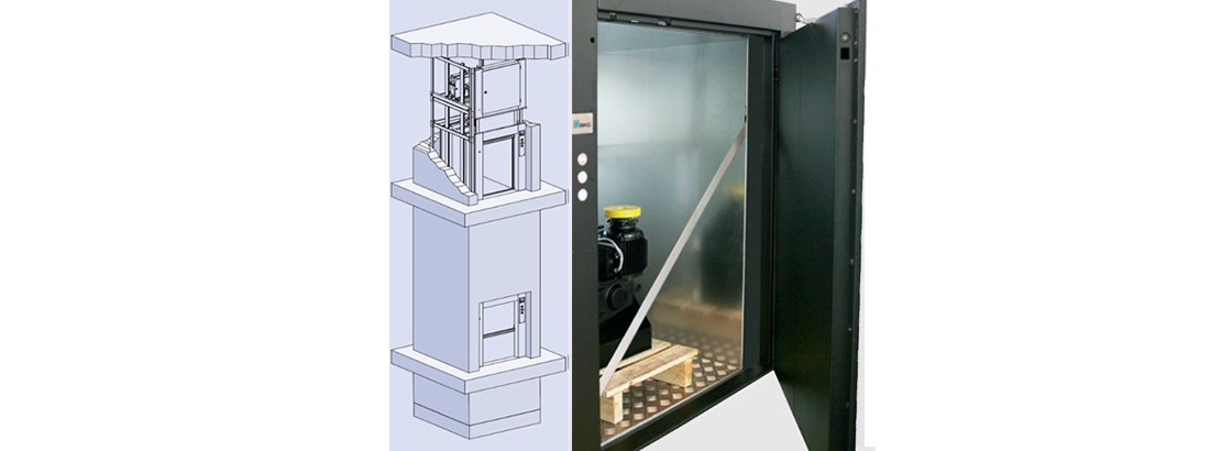 Small goods lift installation