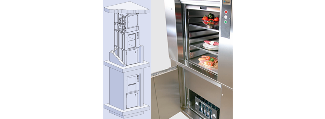 Small goods lift installation