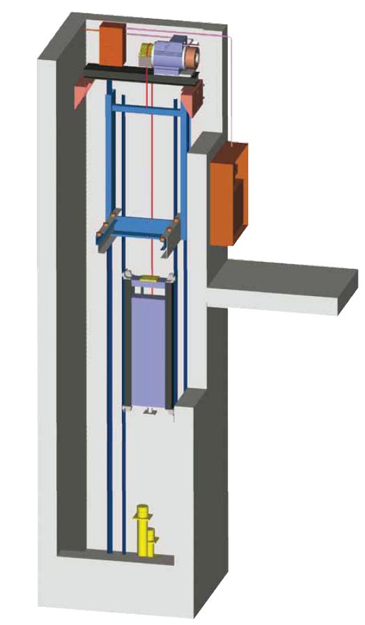 Diagram of a machine-room-less lift